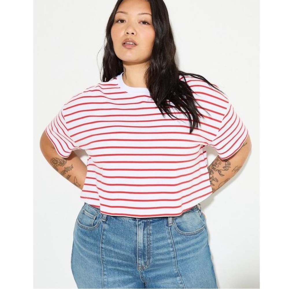 Torrid LoveSick Knit Cotton Baby Crop Boxy Tee Size 1X